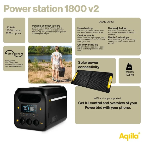 Aqiila Powerbird S1800 v2 strømstasjon - Bilde 6