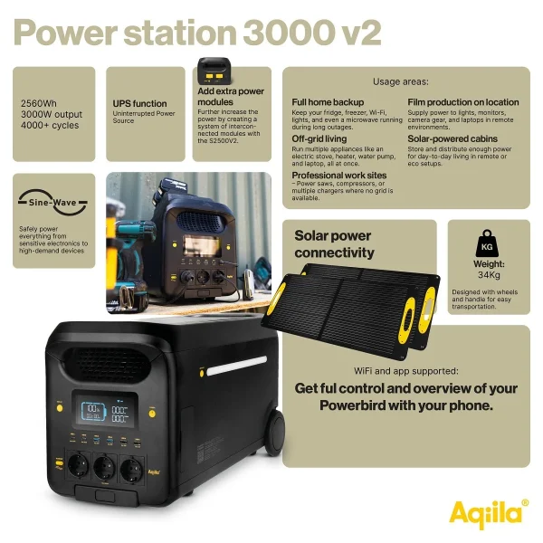 Aqiila Powerbird S3000 v2 strømstasjon - Bilde 6